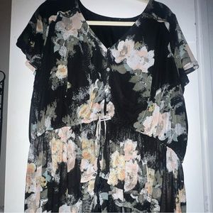 Black and floral blouse